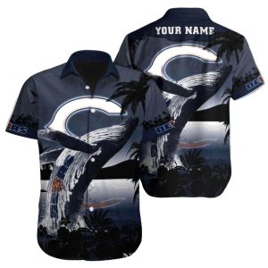 Personalized Midnight Palm Chicago Bears Starlit Silhouette Design Hawaiian Shirt