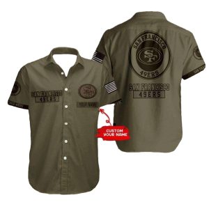 Personalized Military Tribute San Francisco 49ers Olive Hawaiian Shirt