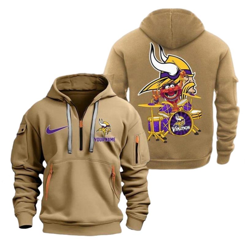 Personalized Minnesota Vikings Animal Quarter Aop Hoodie 1