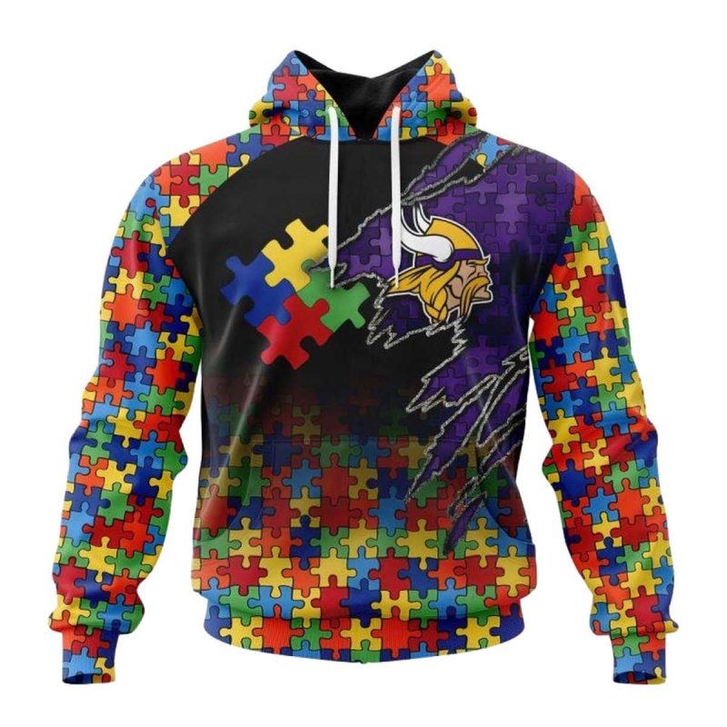 Personalized Minnesota Vikings Autism Awareness Design Aop Hoodie 1