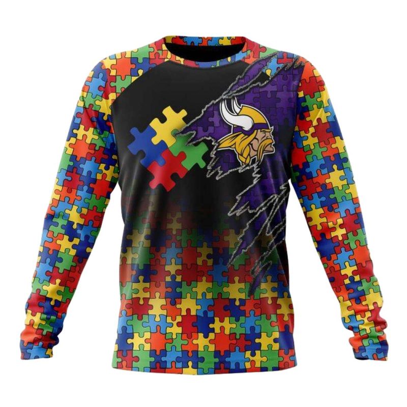 Personalized Minnesota Vikings Autism Awareness Design Aop Sweatshirt 1
