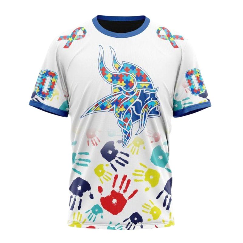Personalized Minnesota Vikings Autism Awareness Hands Aop T Shirt 1