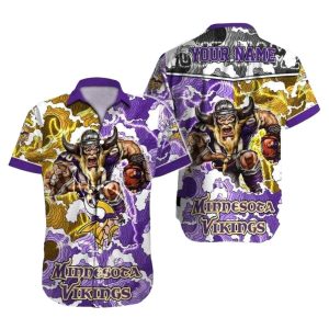 Personalized Minnesota Vikings Berserker Touchdown Tropical Hawaiian Shirt