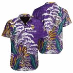 Personalized Minnesota Vikings Big Waves And Palm Leaves Hawaiian Shirt
