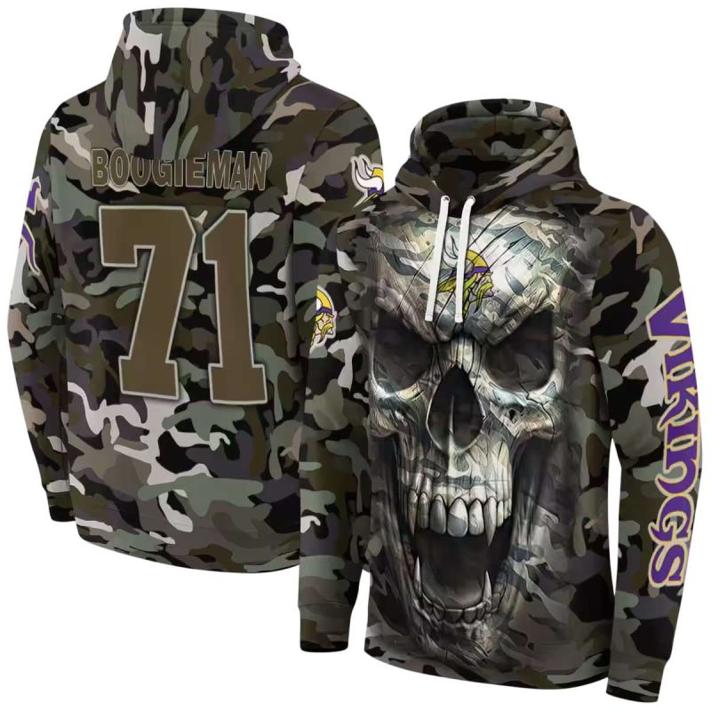 Personalized Minnesota Vikings Camo Skull Aop Hoodie 1