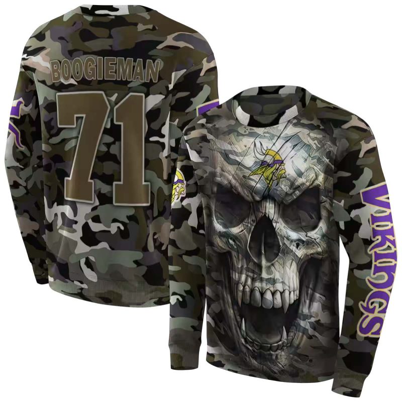 Personalized Minnesota Vikings Camo Skull Aop Sweatshirt 1