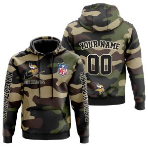 Personalized Minnesota Vikings Camo Style Veteran Day AOP Hoodie