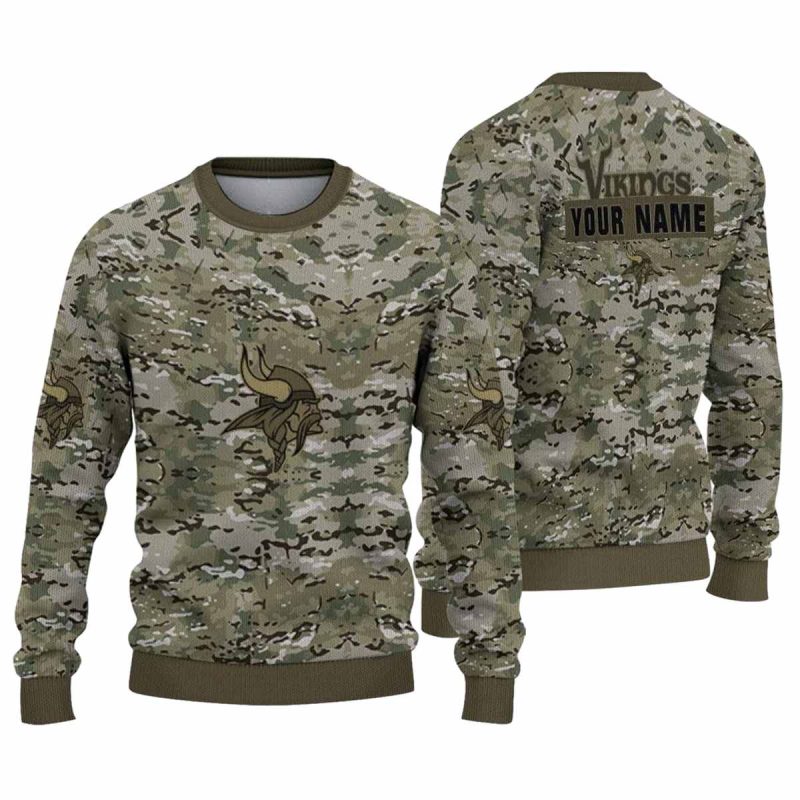 Personalized Minnesota Vikings Camouflage Blend Pattern Aop Sweatshirt 1