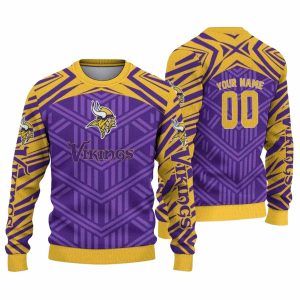 Personalized Minnesota Vikings Chevron Pattern Purple And Yellow AOP Sweatshirt