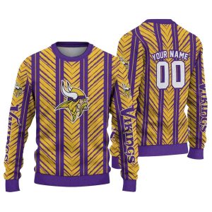 Personalized Minnesota Vikings Chevron Rows Purple AOP Sweatshirt