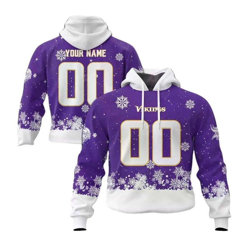Personalized Minnesota Vikings Christmas Spirit White And Purple Aop Hoodie 1