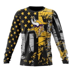 Personalized Minnesota Vikings Classic Grunge American Flag AOP Sweatshirt