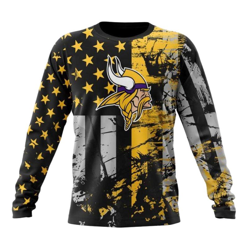 Personalized Minnesota Vikings Classic Grunge American Flag Aop Sweatshirt 1
