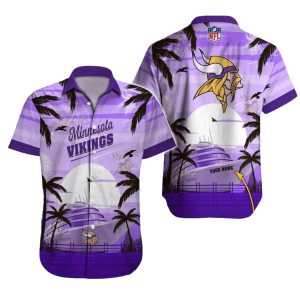 Personalized Minnesota Vikings Cruise Ship And Palms Coconut Tree Hawaiian Shirt
