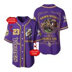 Personalized Minnesota Vikings DAMN RIGHT Mastcot Purple Baseball Jersey