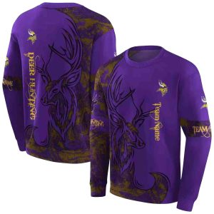 Personalized Minnesota Vikings Deer Silhouette Purple AOP Sweatshirt