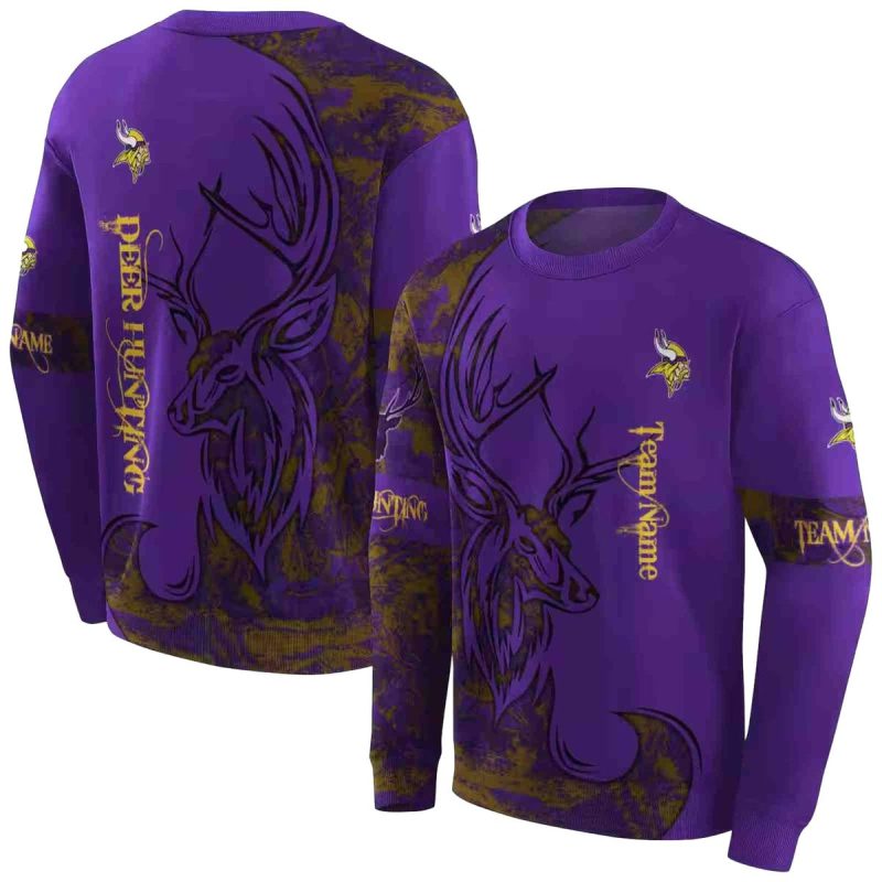 Personalized Minnesota Vikings Deer Silhouette Purple Aop Sweatshirt 1