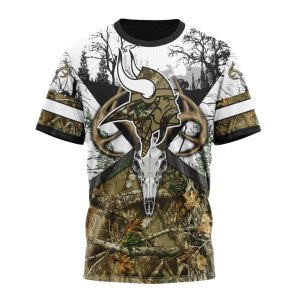 Personalized Minnesota Vikings Deer Skull And Forest AOP T Shirt