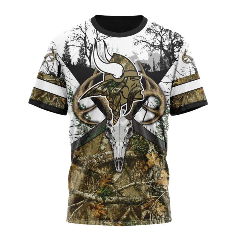Personalized Minnesota Vikings Deer Skull And Forest Aop T Shirt 1
