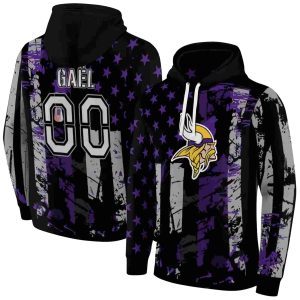 Personalized Minnesota Vikings Distressed Flag Purple Black AOP Hoodie