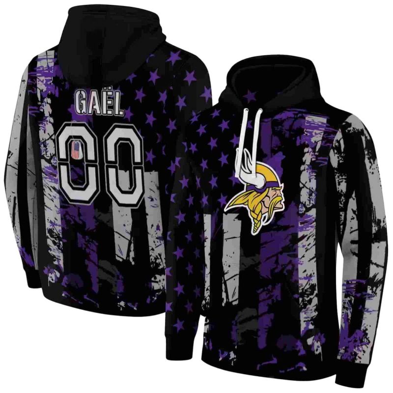 Personalized Minnesota Vikings Distressed Flag Purple Black Aop Hoodie 1