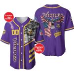 Personalized Minnesota Vikings Eagle And Mascot Baseball Jersey