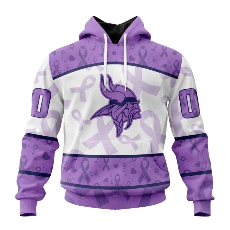 Personalized Minnesota Vikings Fight Cancer Purple Aop Hoodie 1