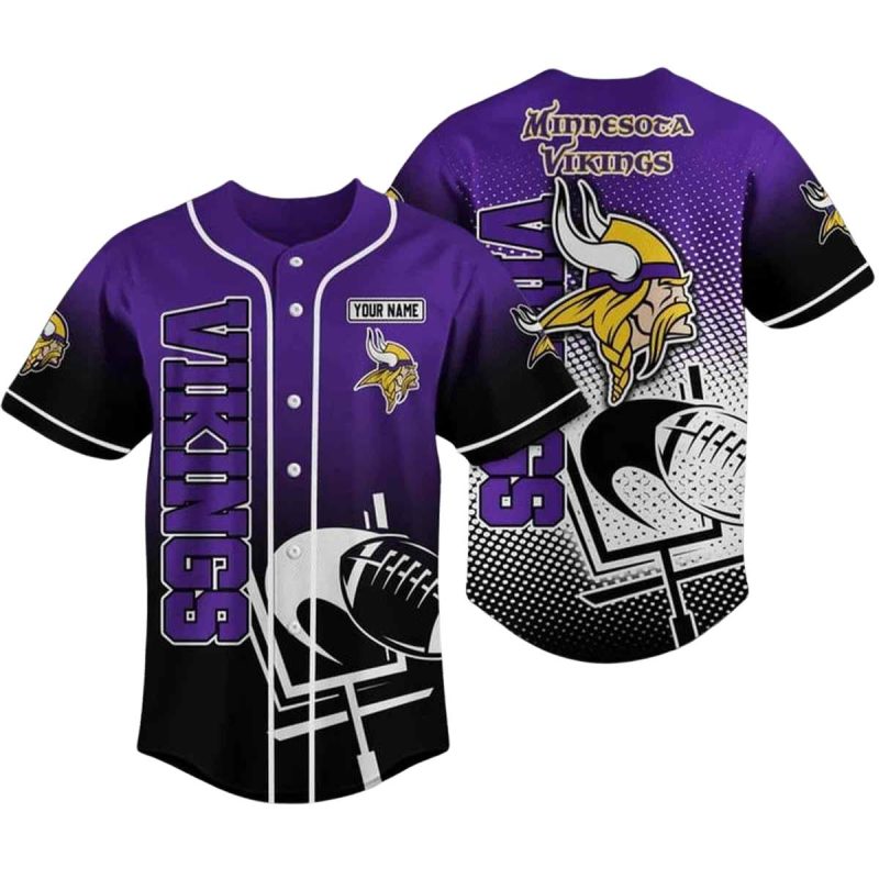 Personalized Minnesota Vikings Football Characters Baseball Jersey 1