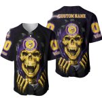 Personalized Minnesota Vikings Gold Skull Pattern Baseball Jersey