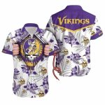 Personalized Minnesota Vikings Grateful Dead Floral Hawaiian Shirt