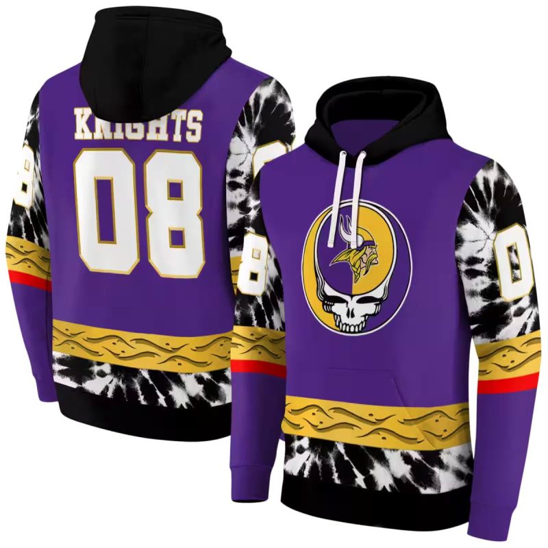 Personalized Minnesota Vikings Grateful Dead Vibes Purple Aop Hoodie 1