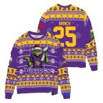 Personalized Minnesota Vikings Grinch Hug Super Bowl Trophy Ugly Sweater