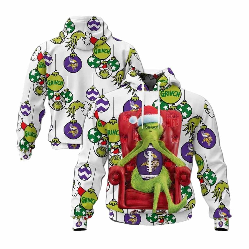 Personalized Minnesota Vikings Grinch Santa Claus Christmas Aop Hoodie 1