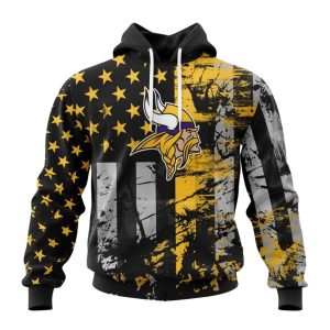 Personalized Minnesota Vikings Grunge American Flag AOP Hoodie