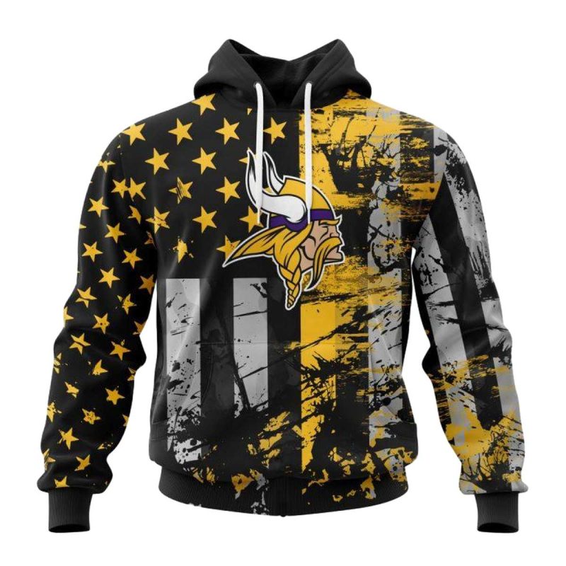 Personalized Minnesota Vikings Grunge American Flag Aop Hoodie 1