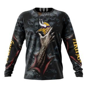 Personalized Minnesota Vikings Halloween Horror Skull AOP Sweatshirt