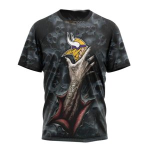 Personalized Minnesota Vikings Halloween Horror Skull AOP T Shirt