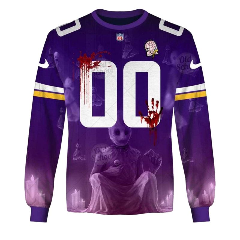 Personalized Minnesota Vikings Halloween Jersey Purple Aop Sweatshirt 1