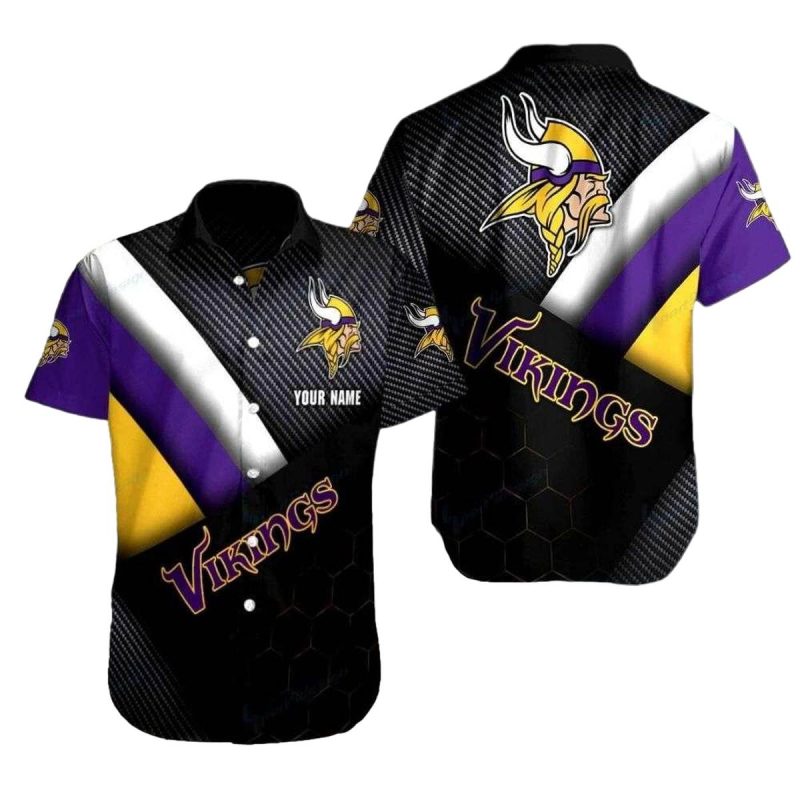 Personalized Minnesota Vikings Hexagon Huddle Hawaiian Shirt 1