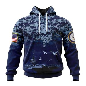 Personalized Minnesota Vikings Honor US Navy Veterans AOP Hoodie