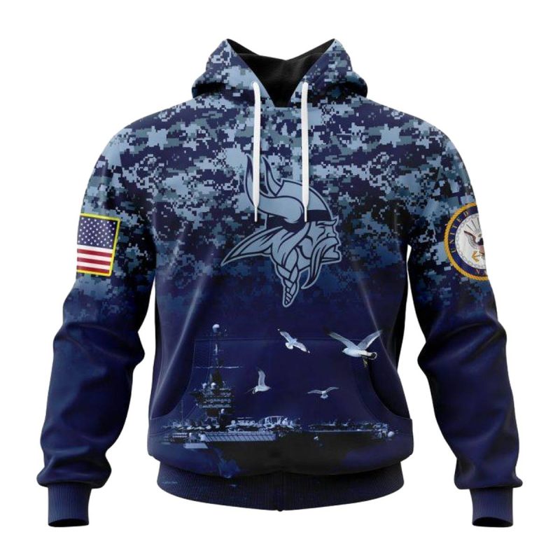 Personalized Minnesota Vikings Honor Us Navy Veterans Aop Hoodie 1
