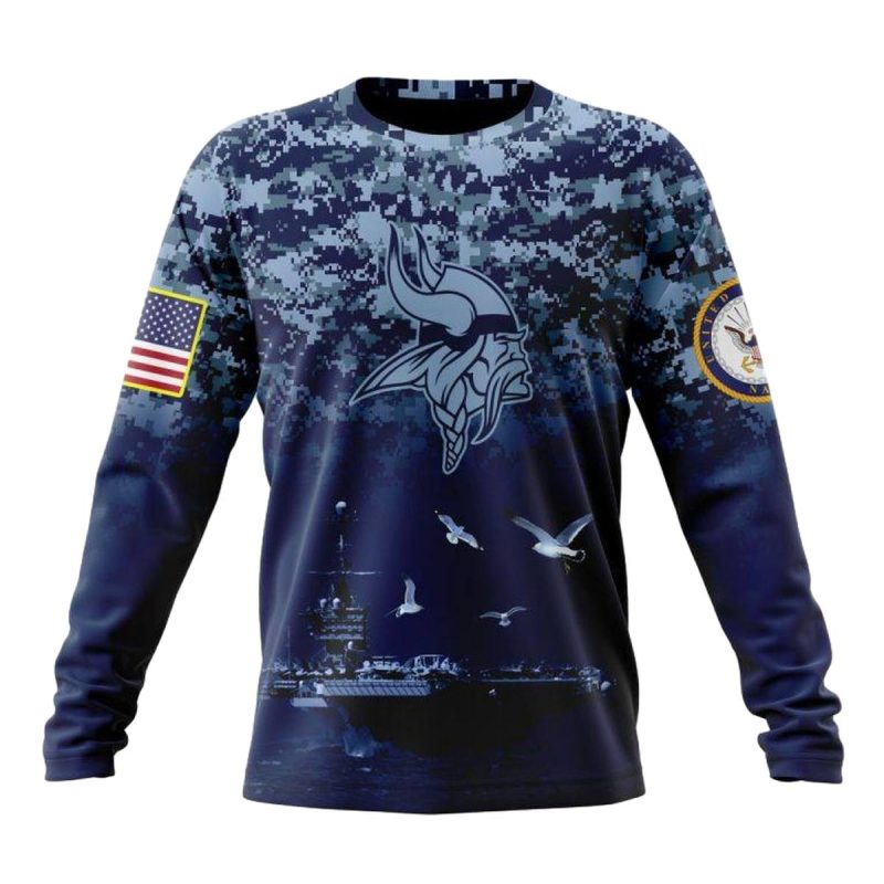 Personalized Minnesota Vikings Honor Us Navy Veterans Aop Sweatshirt 1
