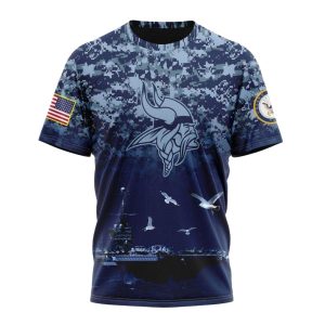 Personalized Minnesota Vikings Honor US Navy Veterans AOP T Shirt