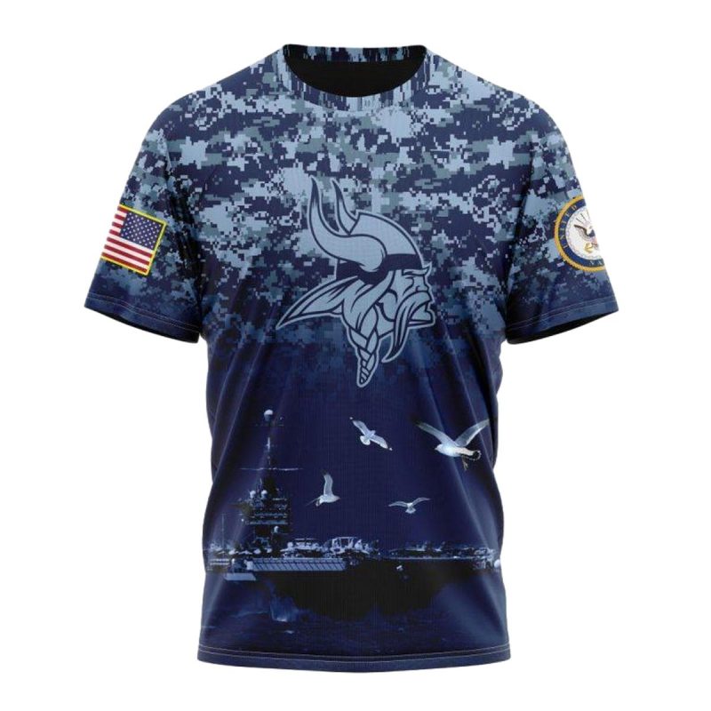 Personalized Minnesota Vikings Honor Us Navy Veterans Aop T Shirt 1