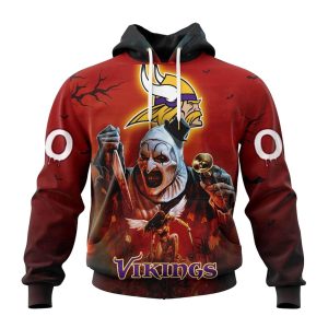 Personalized Minnesota Vikings Horror Terrifier Ghoulish Halloween Day AOP Hoodie