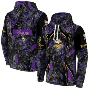 Personalized Minnesota Vikings Hunting Theme Purple Black AOP Hoodie