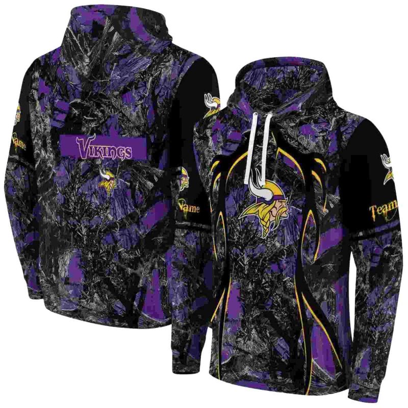 Personalized Minnesota Vikings Hunting Theme Purple Black Aop Hoodie 1