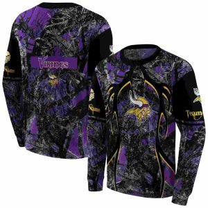 Personalized Minnesota Vikings Hunting Theme Purple Black AOP Sweatshirt