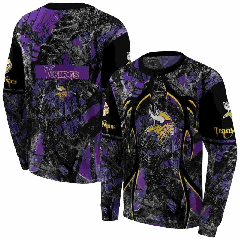 Personalized Minnesota Vikings Hunting Theme Purple Black Aop Sweatshirt 1