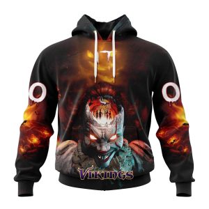 Personalized Minnesota Vikings It Clown Halloween Badut Mematikan AOP Hoodie